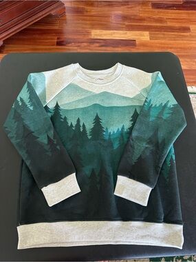 LA Soul Men's Green Mountain Graphic Crewneck Sweater Size Large